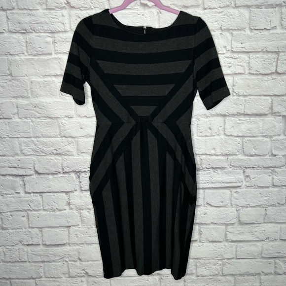 Anthropologie Black and Gray Striped Mini Dress - Picture 5 of 15